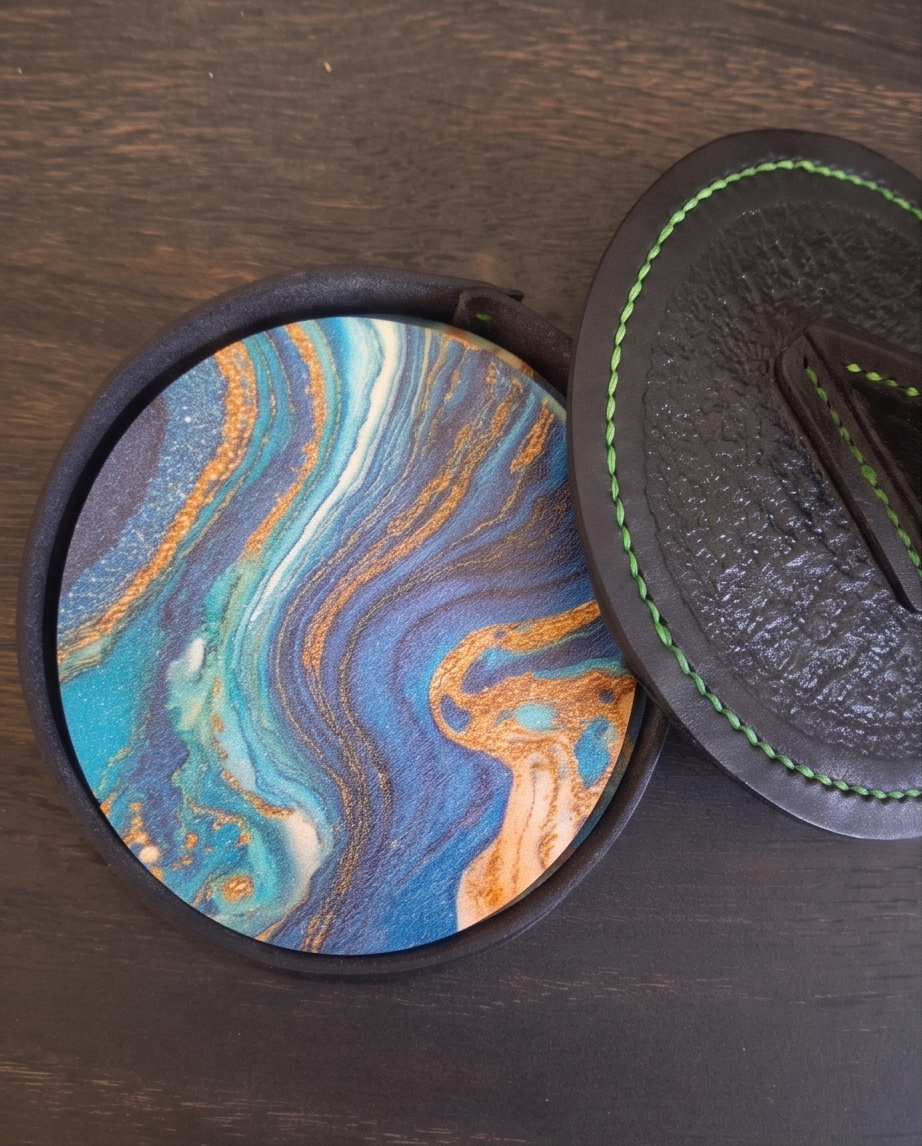 Leather Coaster Holders Incl Coasters