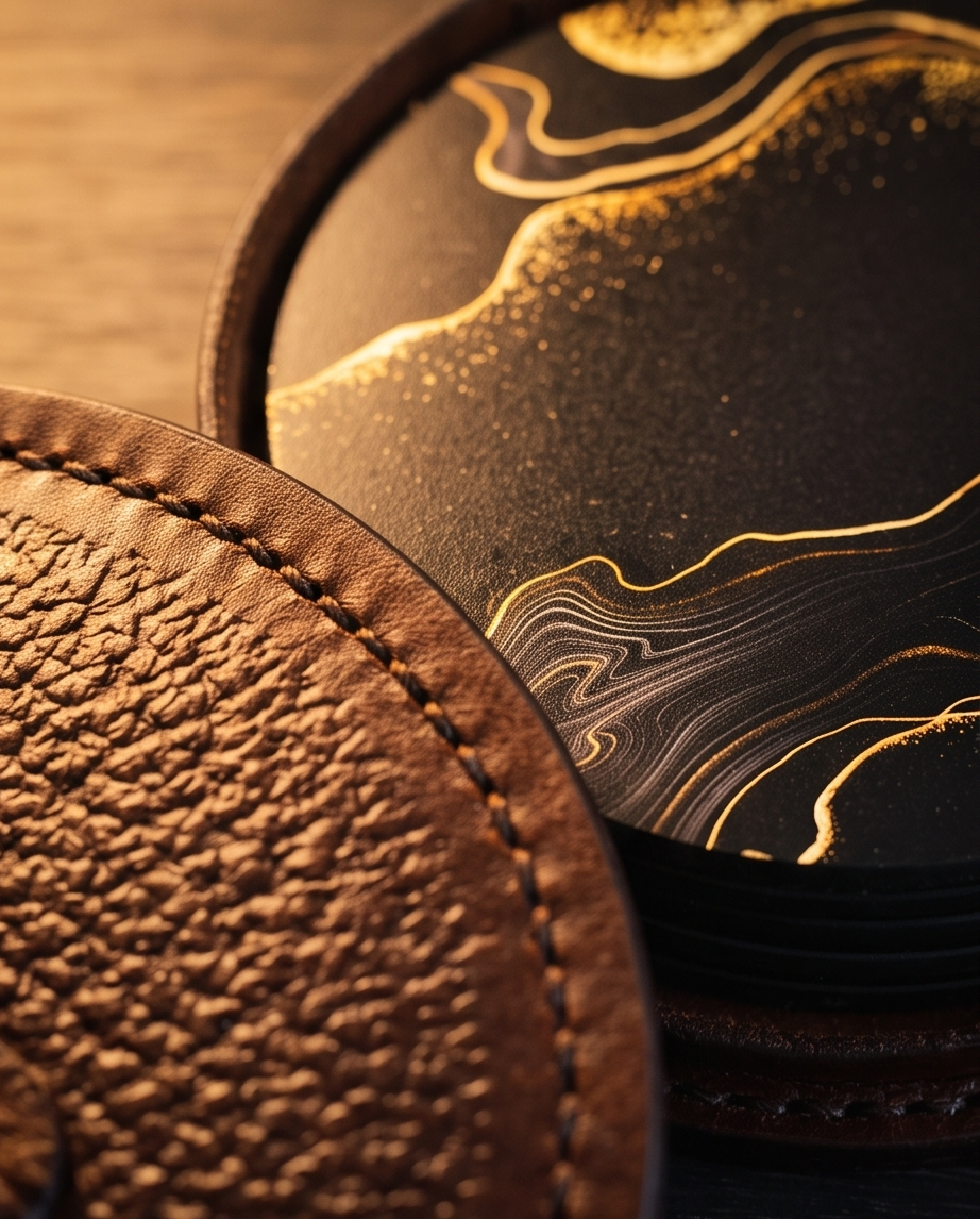 Leather Coaster Holders Incl Coasters