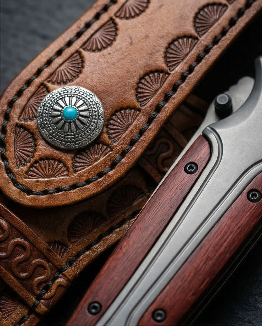 Genuine Top Grain Custom Leather Sheath with knive