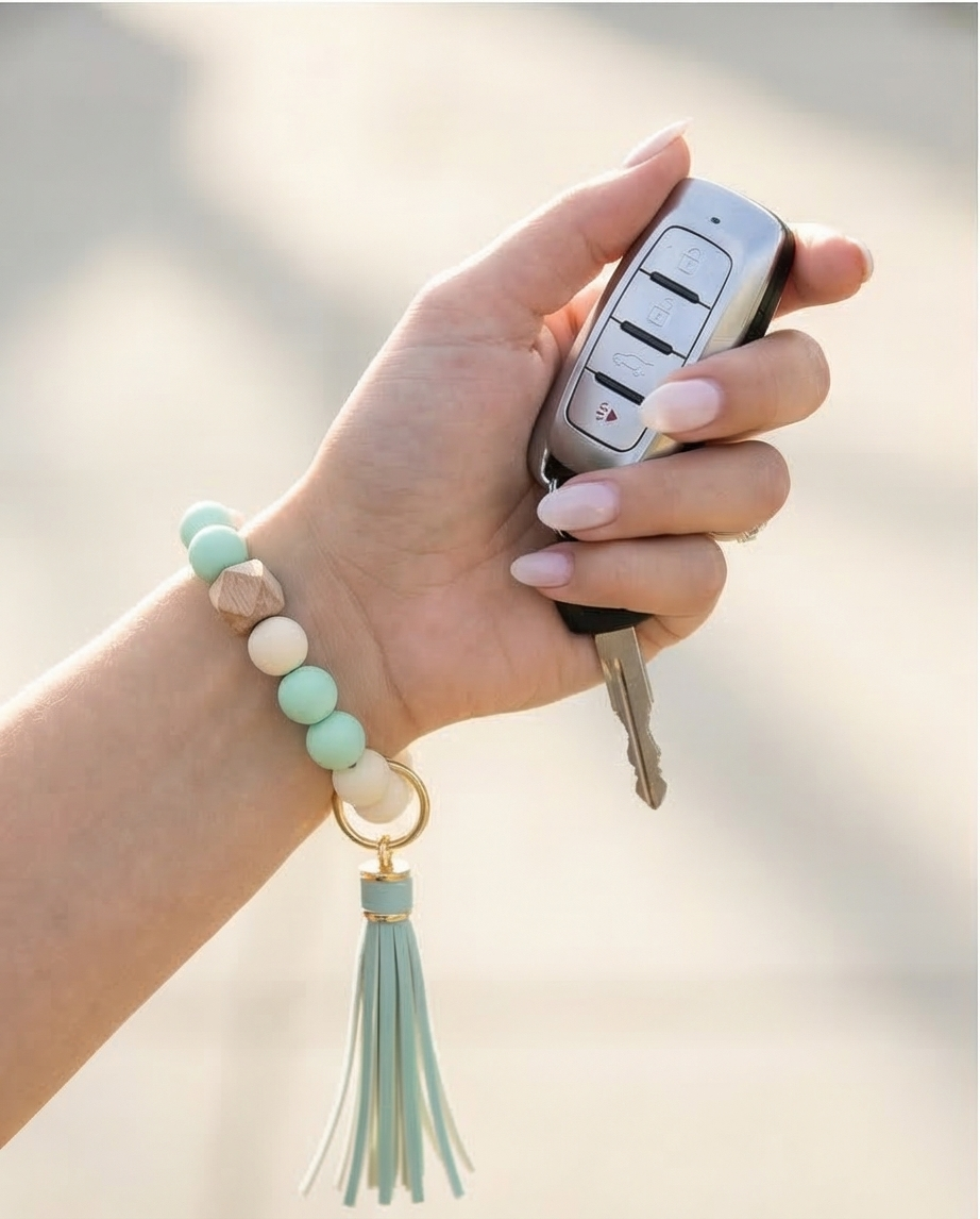 Beaded wrist keychains