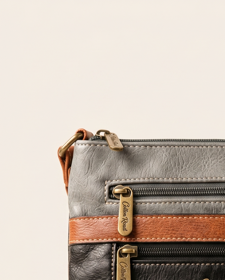 Cotton Road Handbag Gray, Black and Brown